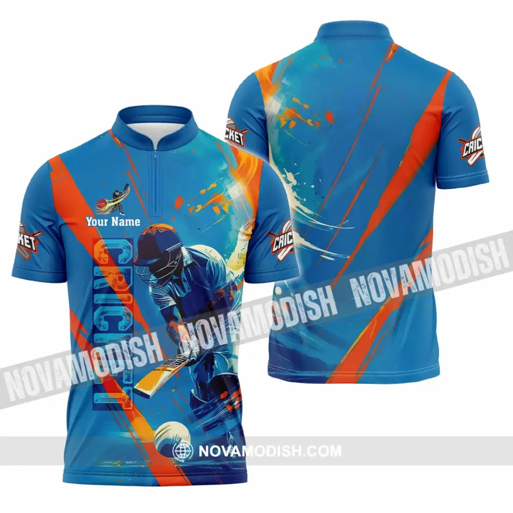 Unisex Shirt - Custom Cricket 3D Shirt Zipper Polo Shirt / S T-shirt