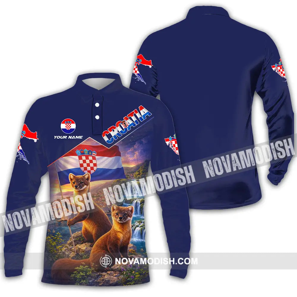 Unisex Shirt - Custom Croatia 3D Shirt - Long Sleeve Polo / S - T-shirt