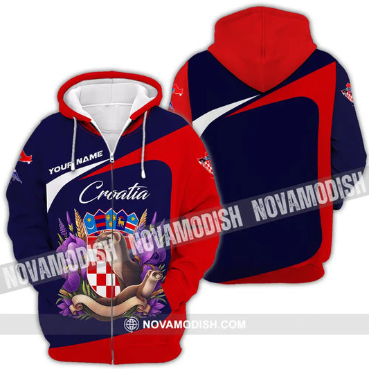 Unisex Shirt - Custom Croatia 3D Shirt Zipper Hoodie / S T-shirt