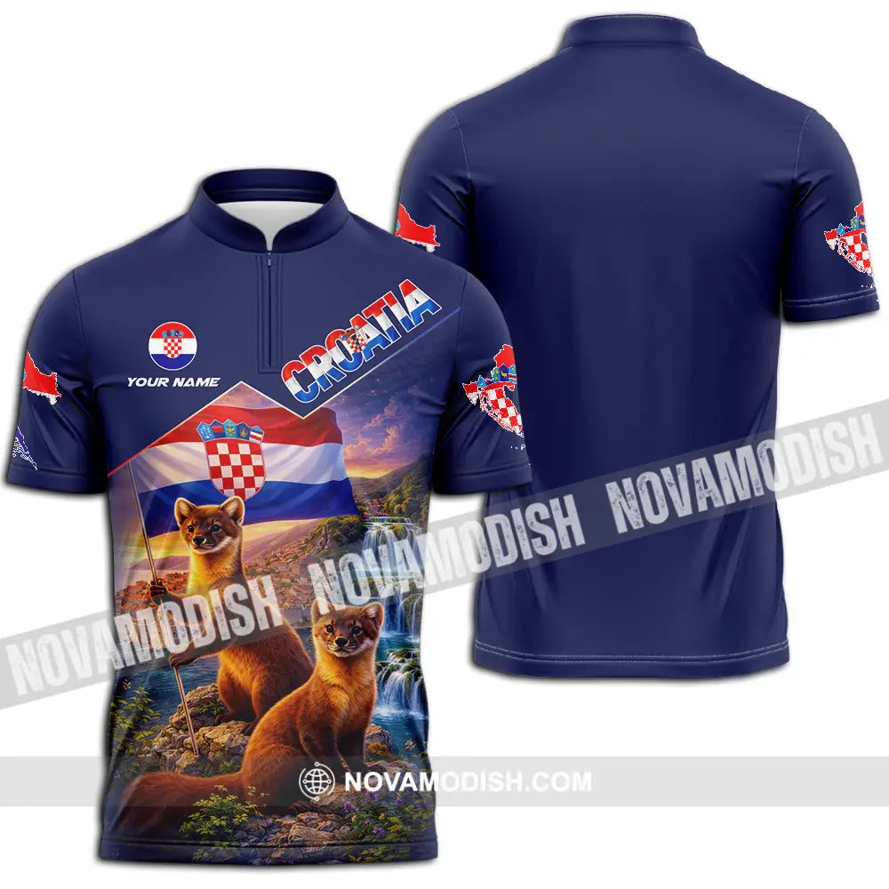 Unisex Shirt - Custom Croatia 3D Shirt - Zipper Polo Shirt / S - T-shirt