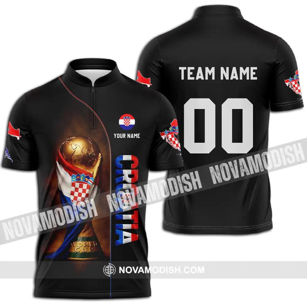 Unisex Shirt - Custom Croatia 3D Shirt Zipper Polo Shirt / S T-shirt