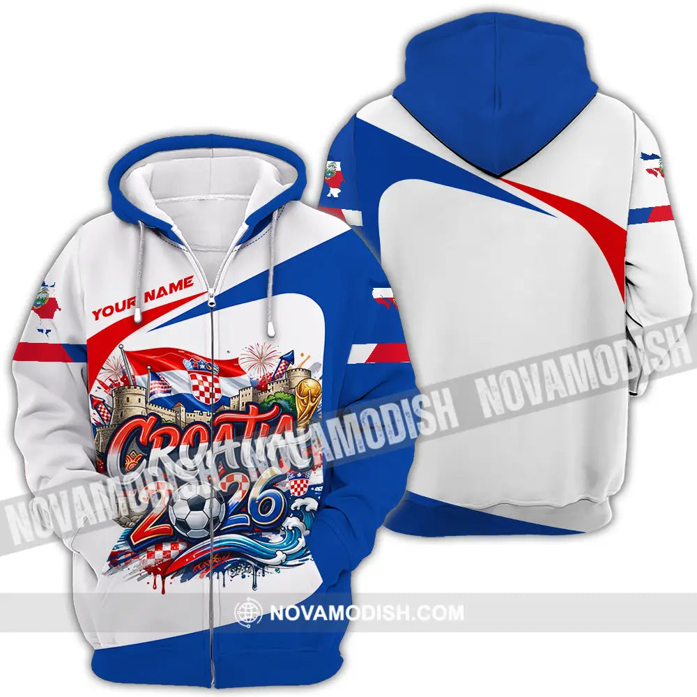 Unisex Shirt - Custom Croatia Fifa Club World Cup 2026 3D Shirt Zipper Hoodie / S T-shirt
