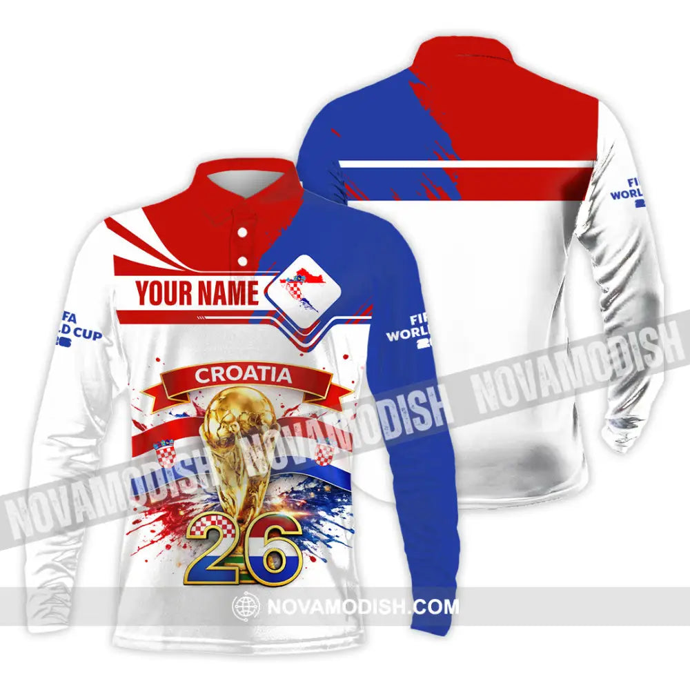 Unisex Shirt - Custom Croatia Fifa World Cup 2026 3D Shirt Long Sleeve Polo / S T-shirt