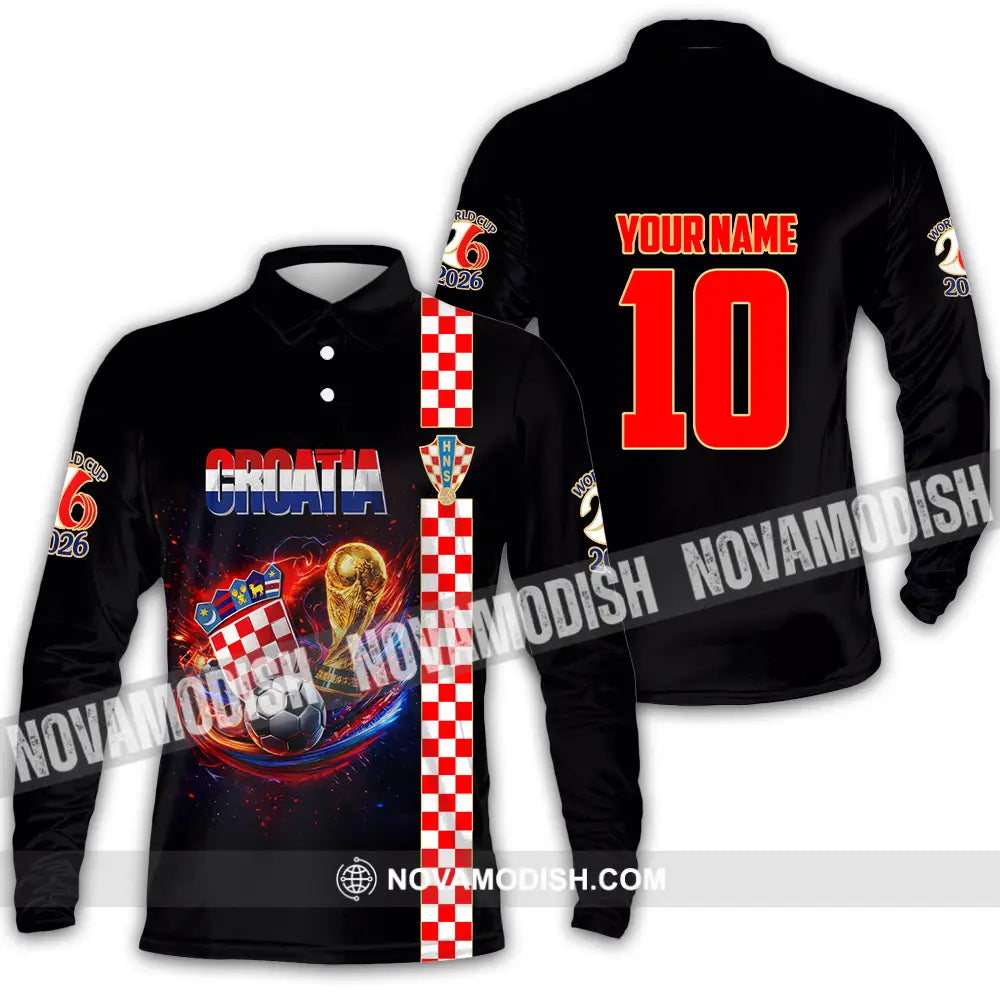Unisex Shirt - Custom Croatia FIFA World Cup 2026 3D Shirt Long Sleeve Polo / S T-shirt