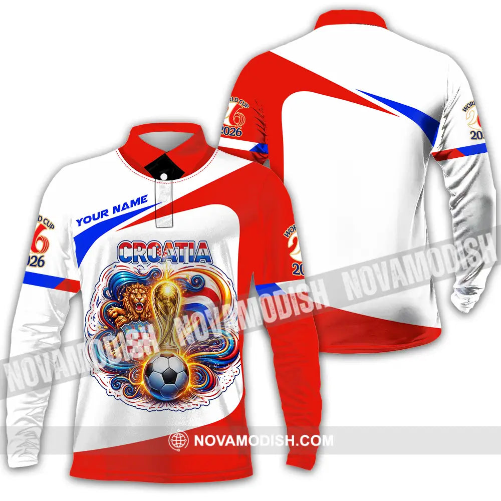 Unisex Shirt - Custom Croatia FIFA World Cup 2026 3D Shirt Long Sleeve Polo / S T-shirt