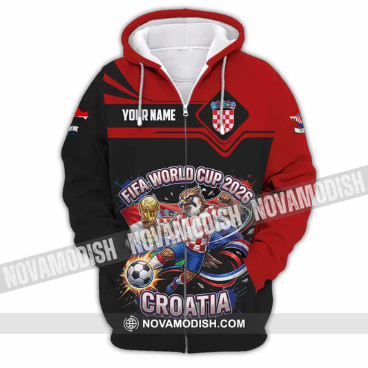 Unisex Shirt - Custom Croatia Fifa World Cup 2026 3D Shirt Zipper Hoodie / S T-shirt