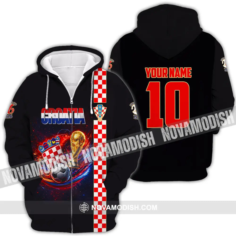 Unisex Shirt - Custom Croatia FIFA World Cup 2026 3D Shirt Zipper Hoodie / S T-shirt