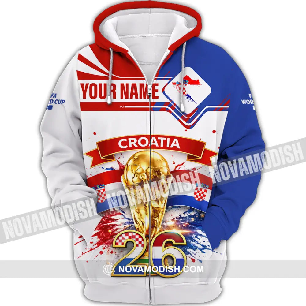 Unisex Shirt - Custom Croatia Fifa World Cup 2026 3D Shirt Zipper Hoodie / S T-shirt