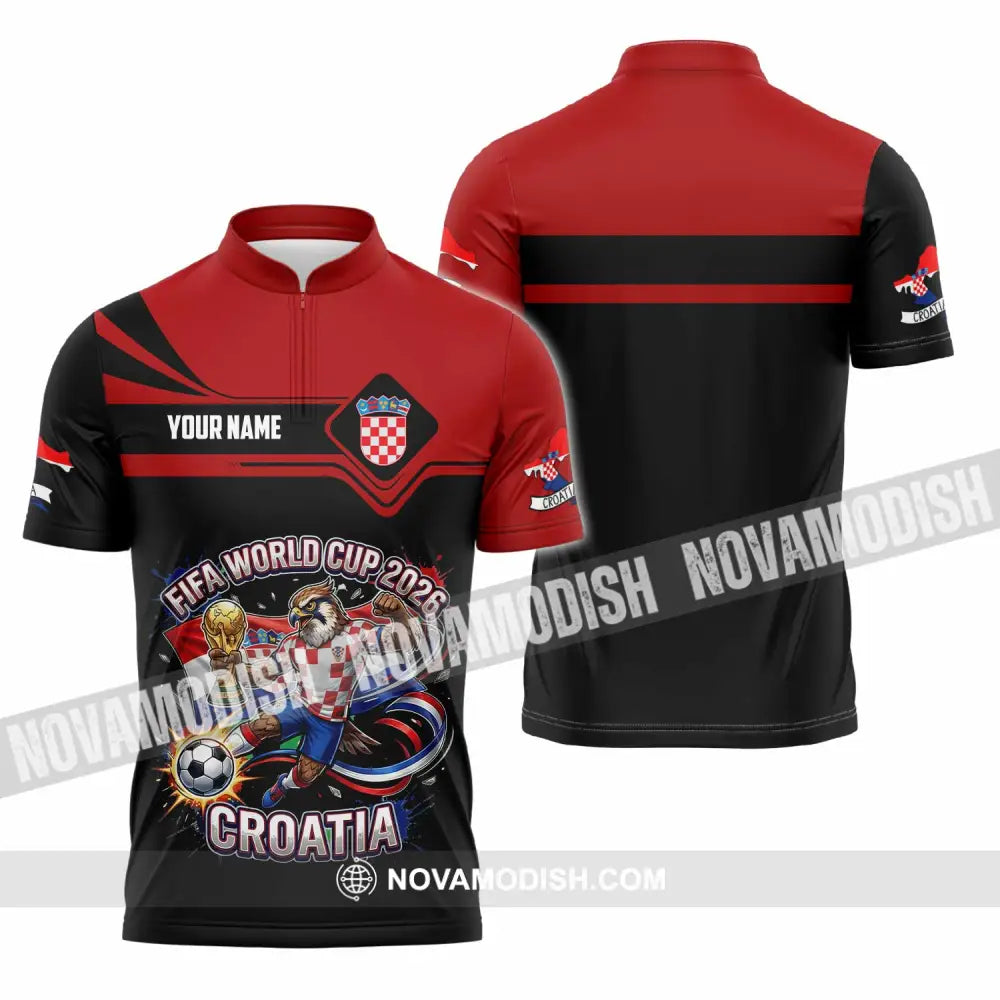 Unisex Shirt - Custom Croatia Fifa World Cup 2026 3D Shirt Zipper Polo Shirt / S T-shirt