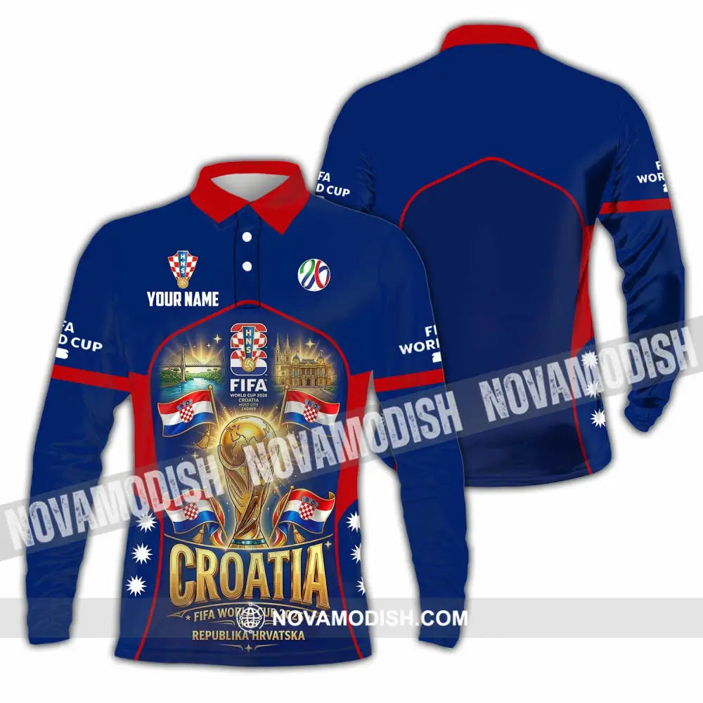 Unisex Shirt - Custom Croatia World Cup 2026 Shirt - Long Sleeve Polo / S - T-shirt