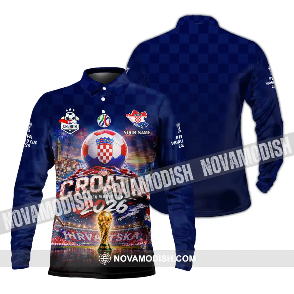 Unisex Shirt - Custom Croatia World Cup 2026 Shirt - Long Sleeve Polo / S - T-shirt