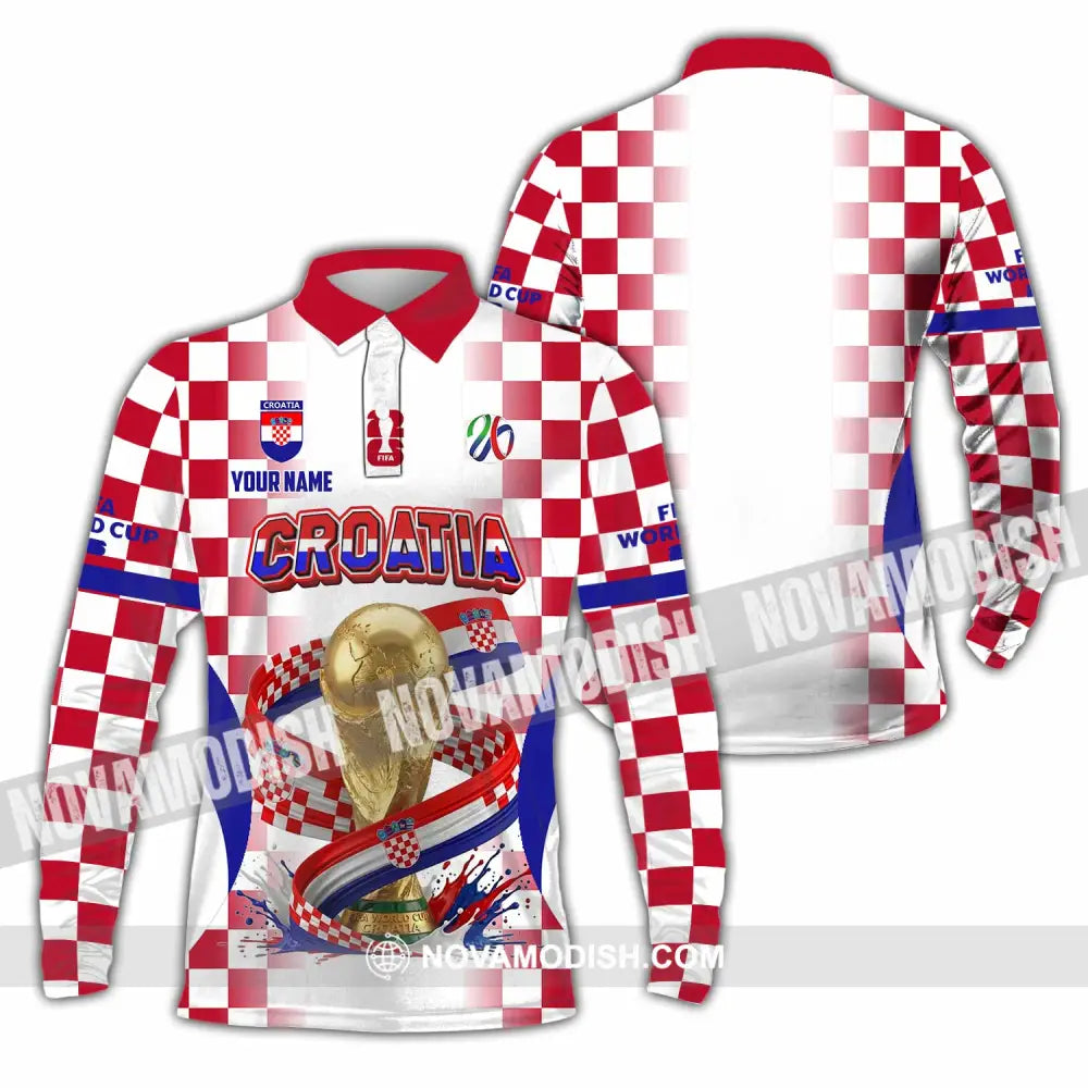 Unisex Shirt - Custom Croatia World Cup 2026 Shirt - Long Sleeve Polo / S - T-shirt