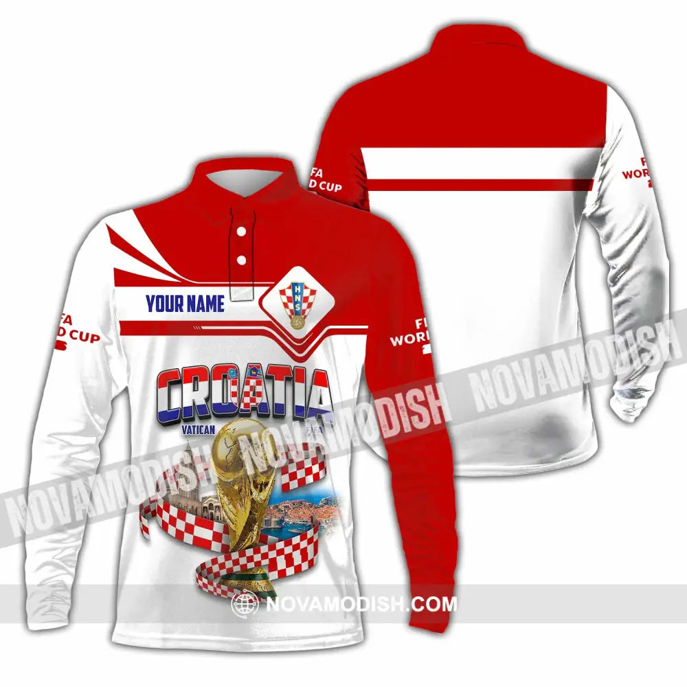 Unisex Shirt - Custom Croatia World Cup 2026 Shirt - Long Sleeve Polo / S - T-shirt