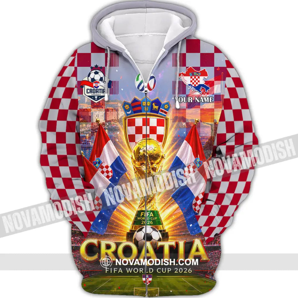 Unisex Shirt - Custom Croatia World Cup 2026 Shirt - Zipper Hoodie / S - T-shirt