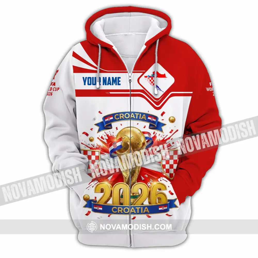 Unisex Shirt - Custom Croatia World Cup 2026 Shirt - Zipper Hoodie / S - T-shirt