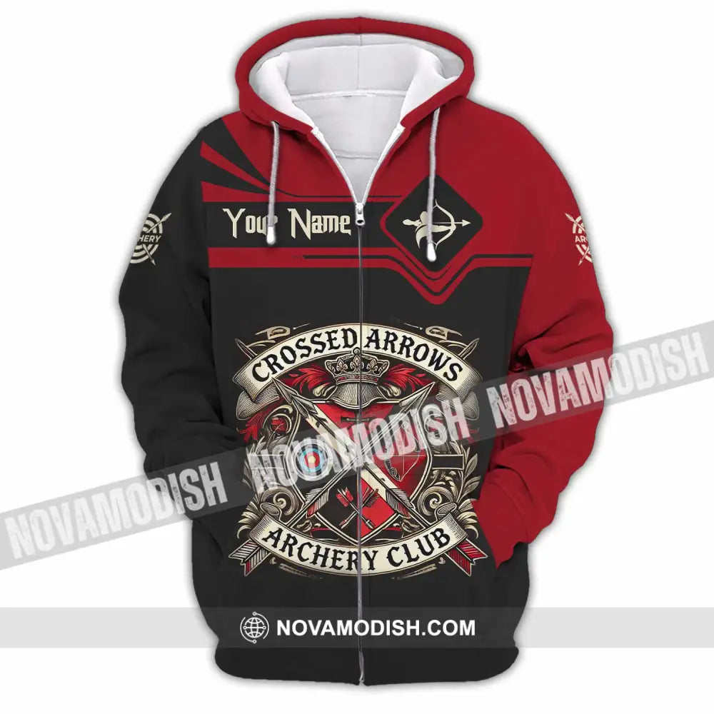 Unisex Shirt - Custom Crossed Arrows Archery Club Sport Shirt Zipper Hoodie / S T-shirt