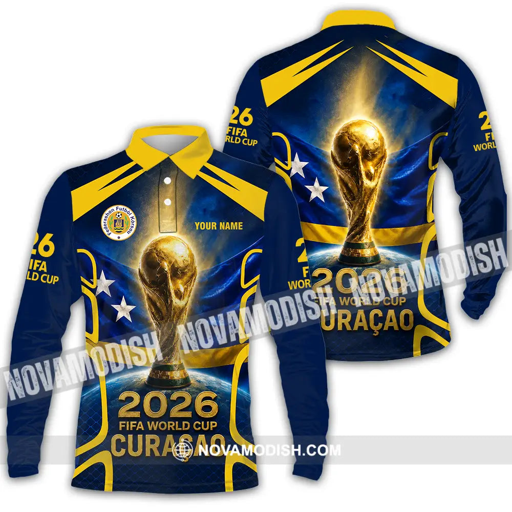 Unisex Shirt - Custom Curacao World Cup 2026 Shirt - Long Sleeve Polo / S - T-shirt