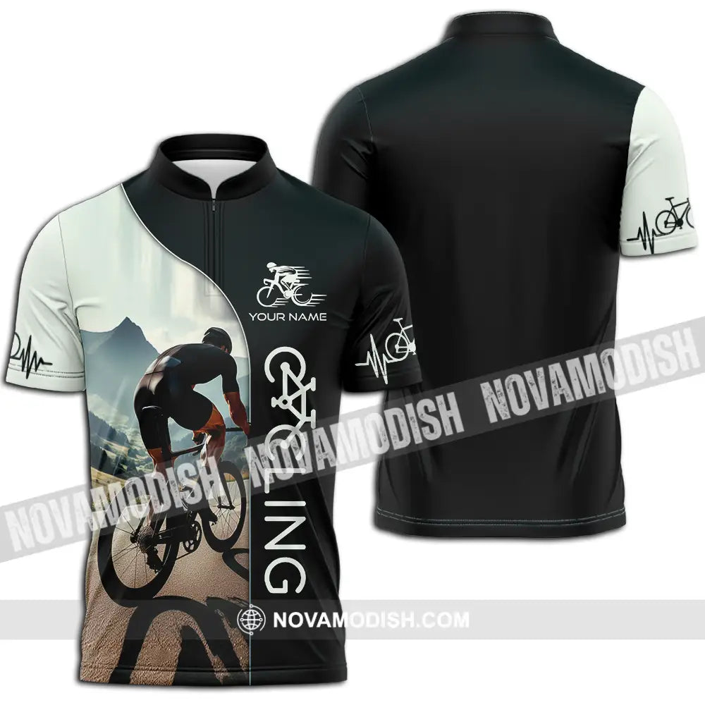 Unisex Shirt - Custom Cycling Lover Shirt Zipper Polo Shirt / S T-shirt