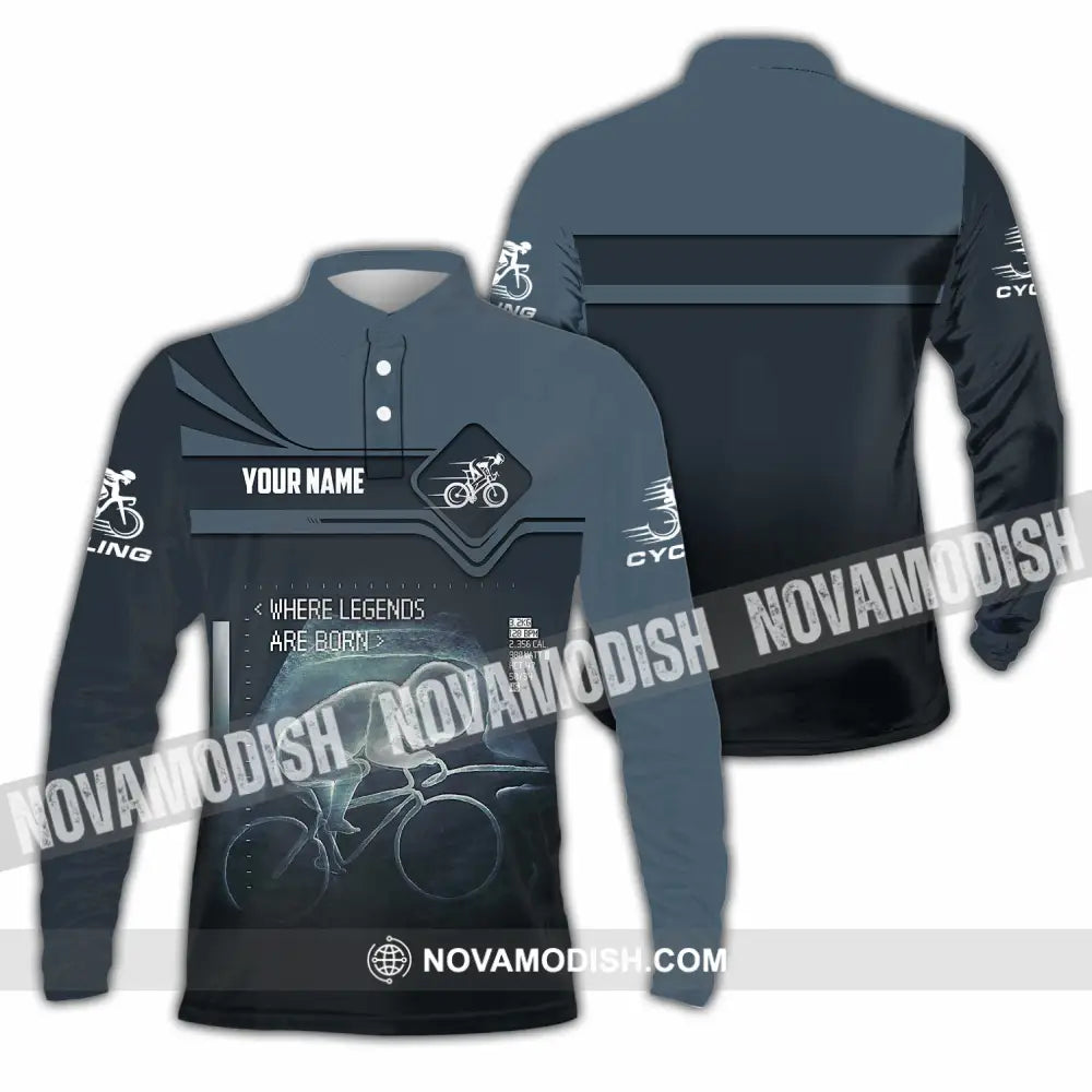 Unisex Shirt - Custom Cycling Where Legends Are Born Shirt Long Sleeve Polo / S T-shirt