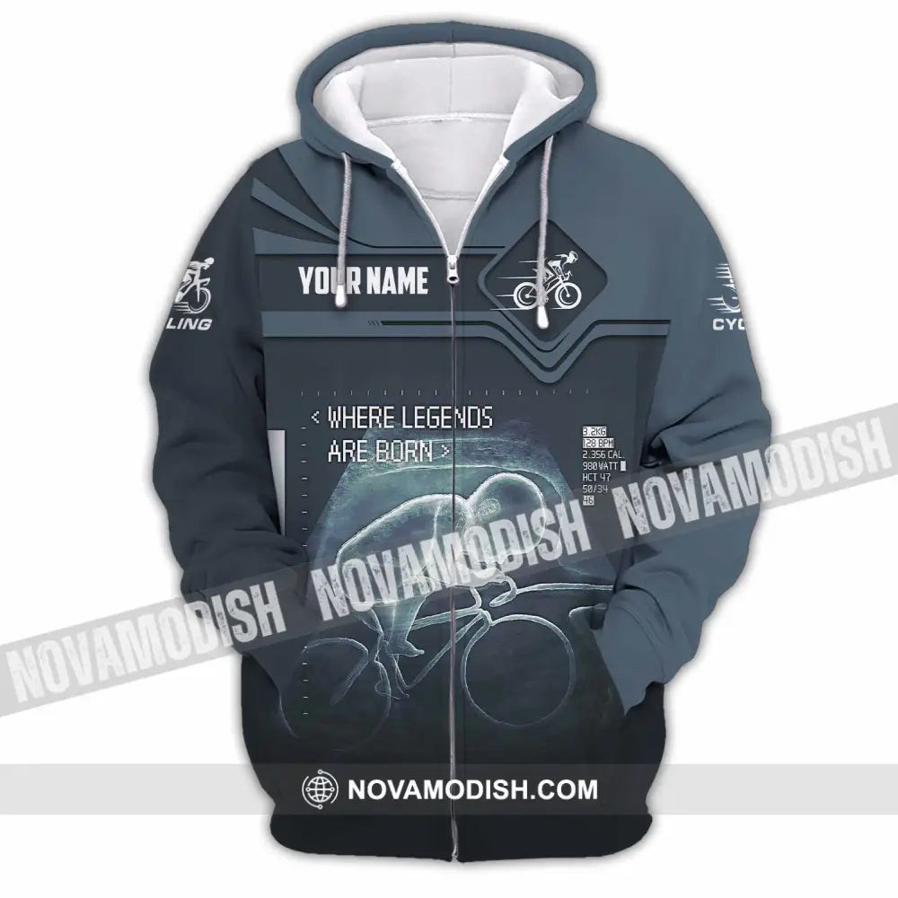 Unisex Shirt - Custom Cycling Where Legends Are Born Shirt Zipper Hoodie / S T-shirt