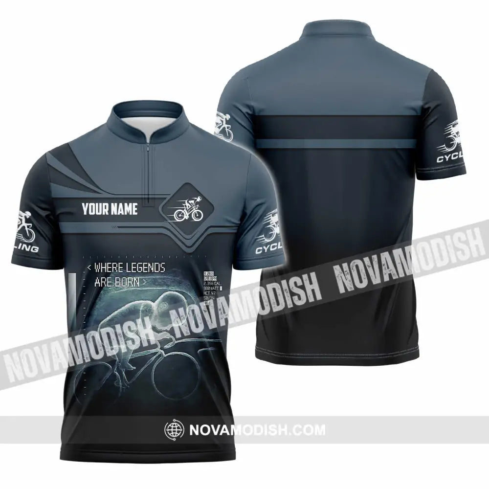 Unisex Shirt - Custom Cycling Where Legends Are Born Shirt Zipper Polo Shirt / S T-shirt