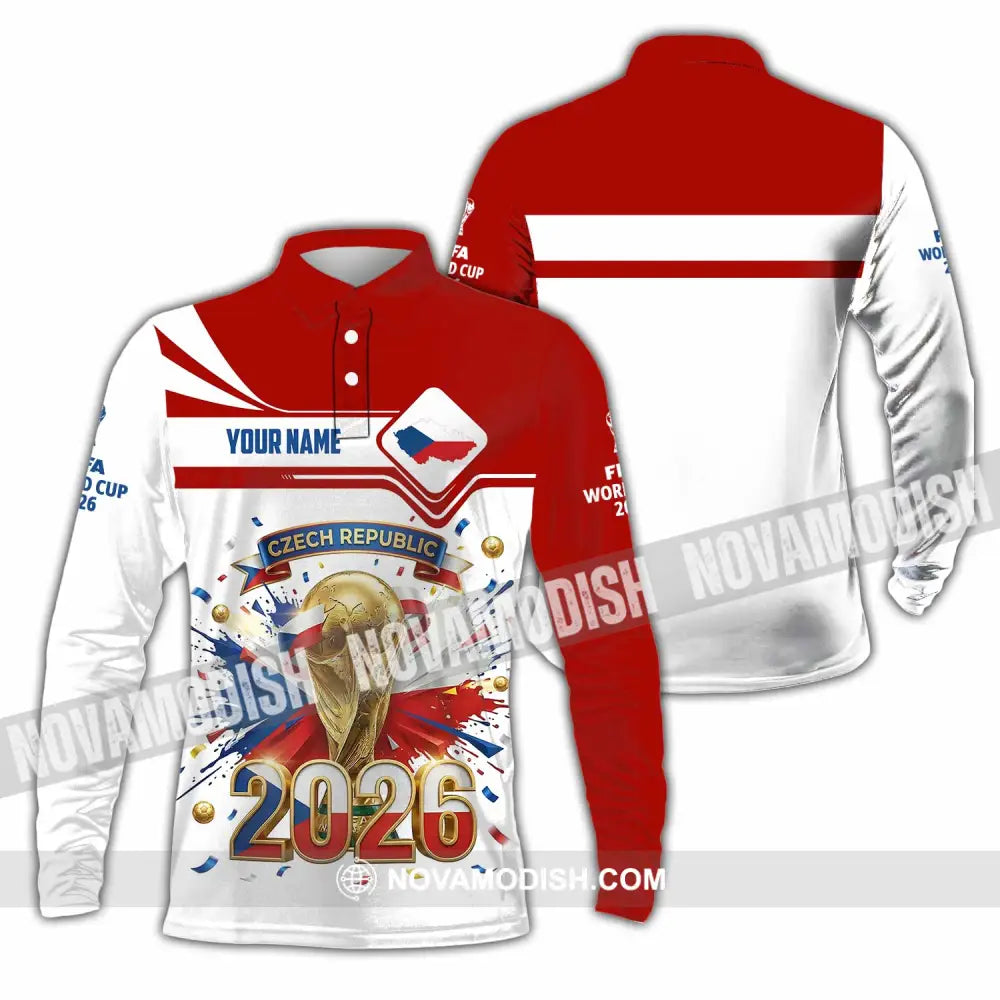 Unisex Shirt - Custom Czech Republic World Cup 2026 3D Shirt - Long Sleeve Polo / S - T-shirt