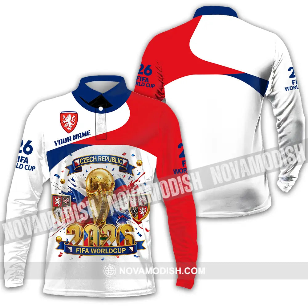 Unisex Shirt - Custom Czech Republic World Cup 2026 3D Shirt - Long Sleeve Polo / S - T-shirt