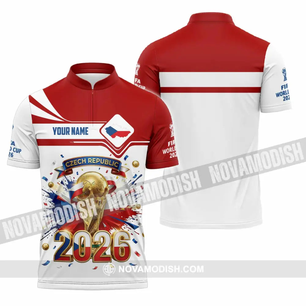 Unisex Shirt - Custom Czech Republic World Cup 2026 3D Shirt - Zipper Polo Shirt / S - T-shirt