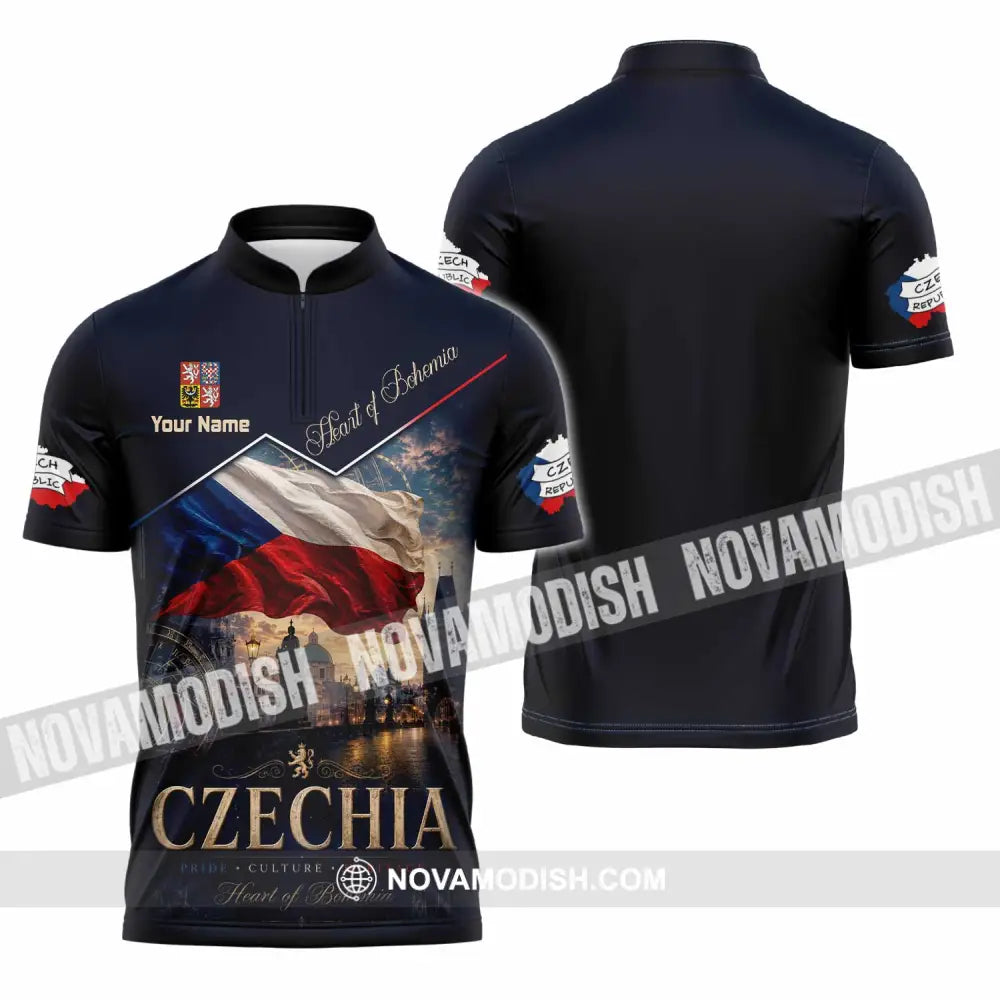 Unisex Shirt - Custom Czechia Shirt - Zipper Polo Shirt / S - T-shirt