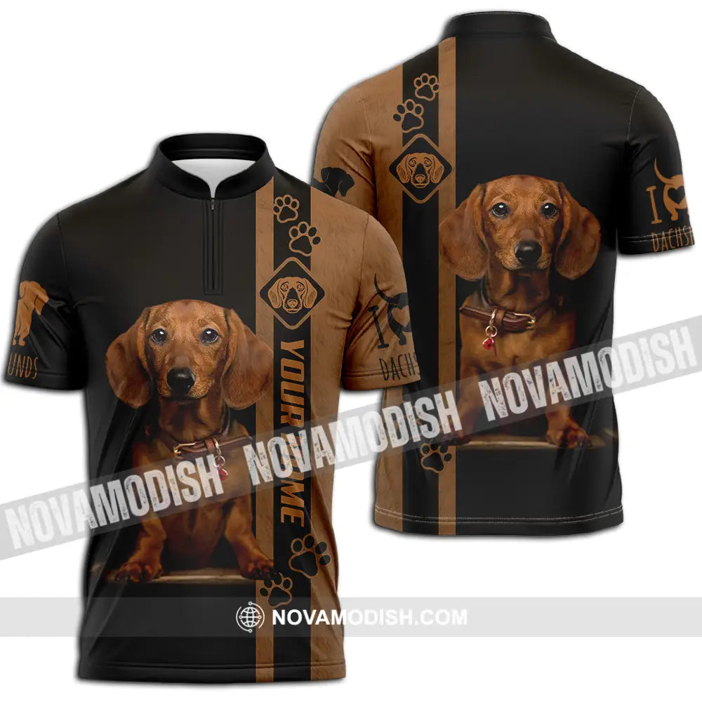 Unisex Shirt - Custom Dachshund Shirt Zipper Polo Shirt / S T-shirt