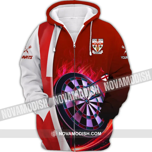 Unisex Shirt Custom Dart England Polo Darts Hoodie Team T-Shirt Gift For Players Zipper / S