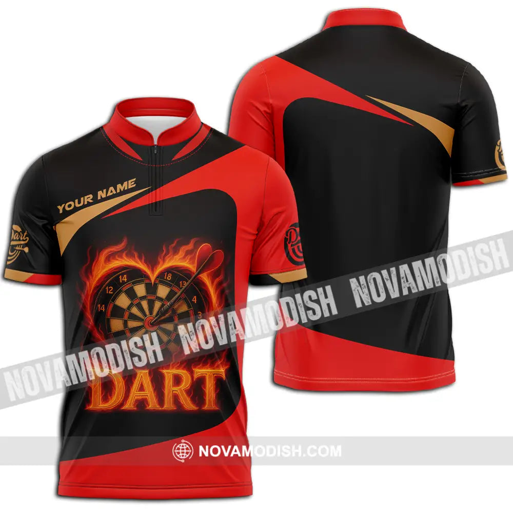 Unisex Shirt - Custom Dart Heart Shirt Zipper Polo Shirt / S T-shirt