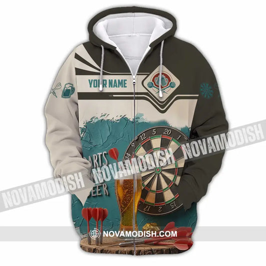 Unisex Shirt - Custom Darts And Beer 3D Shirt Zipper Hoodie / S T-shirt