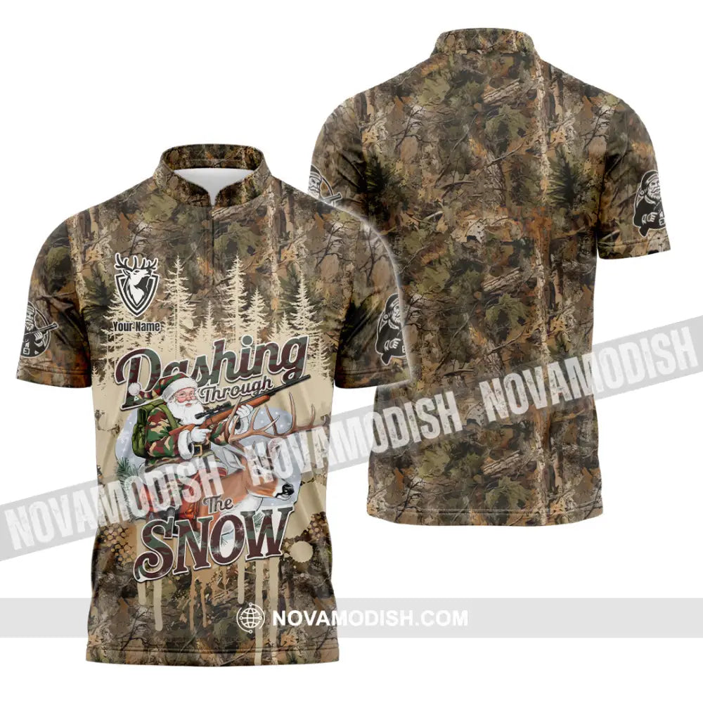Unisex Shirt - Custom Dashing Through The Snow Shirt Zipper Polo Shirt / S T-shirt