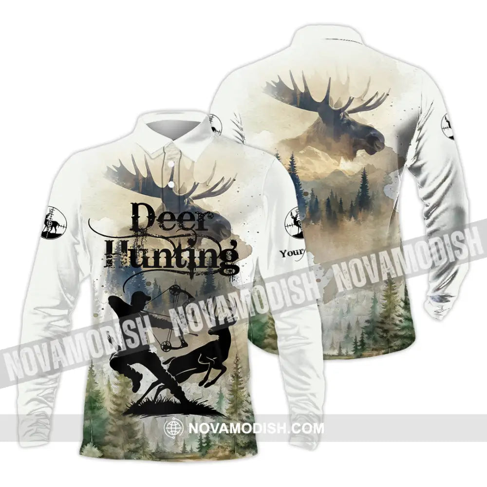 Unisex Shirt - Custom Deer Hunting Shirt Long Sleeve Polo / S T-shirt