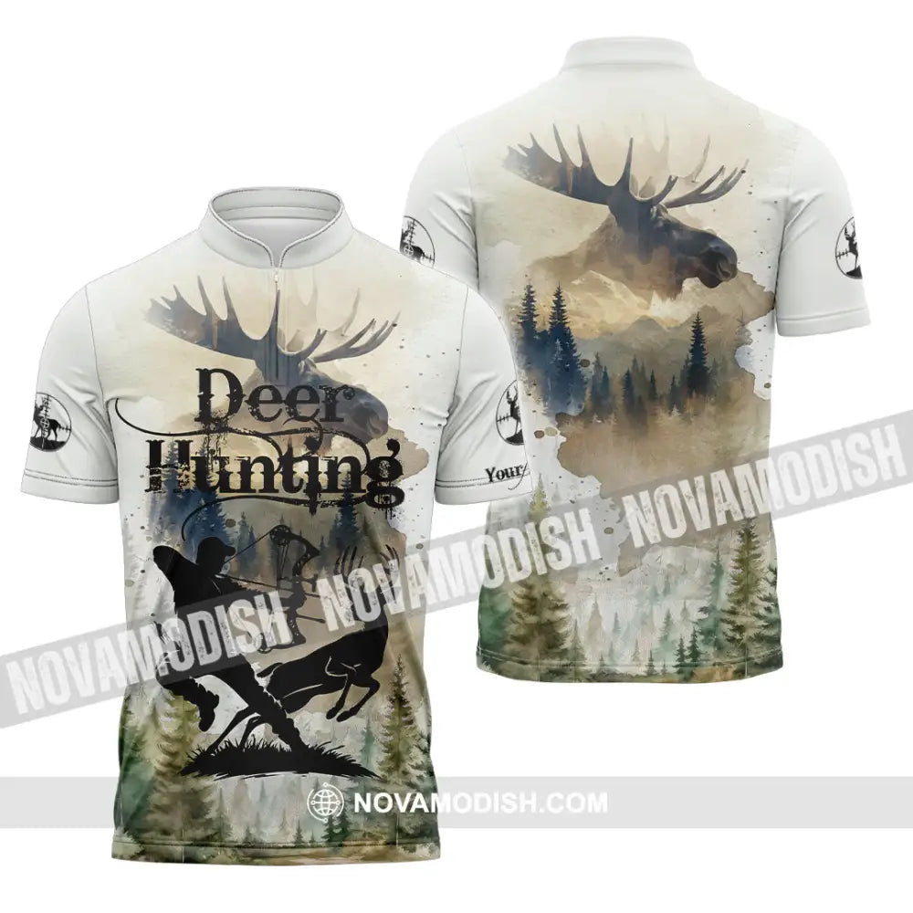 Unisex Shirt - Custom Deer Hunting Shirt Zipper Polo Shirt / S T-shirt