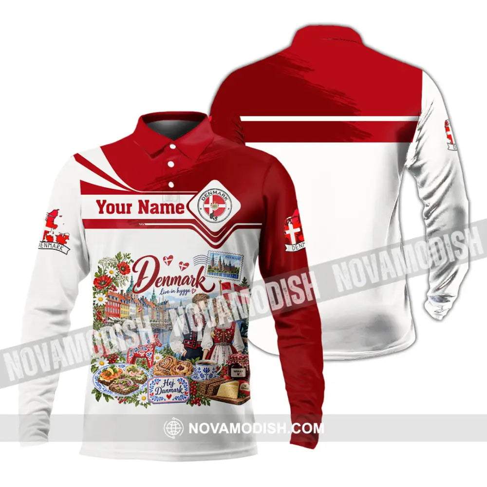 Unisex Shirt - Custom Denmark Shirt - Long Sleeve Polo / S - T-shirt