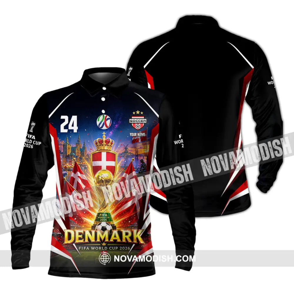 Unisex Shirt - Custom Denmark World Cup 2026 Shirt - Long Sleeve Polo / S - T-shirt