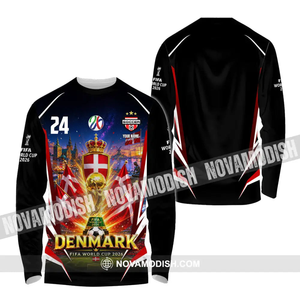 Unisex Shirt - Custom Denmark World Cup 2026 Shirt - Long Sleeve Shirt / S - T-shirt