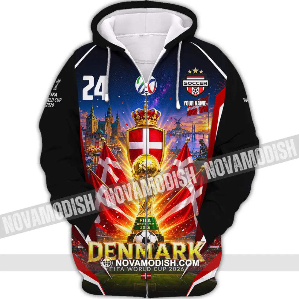 Unisex Shirt - Custom Denmark World Cup 2026 Shirt - Zipper Hoodie / S - T-shirt