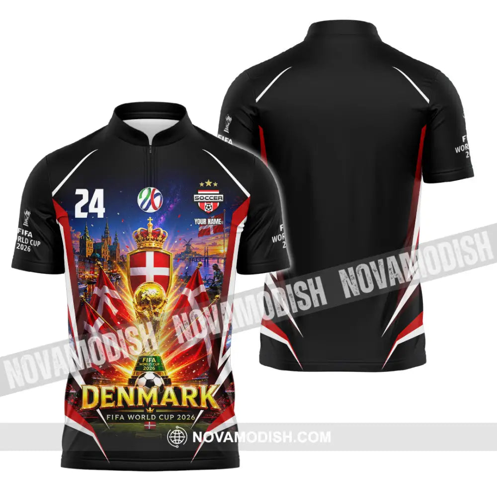 Unisex Shirt - Custom Denmark World Cup 2026 Shirt - Zipper Polo Shirt / S - T-shirt
