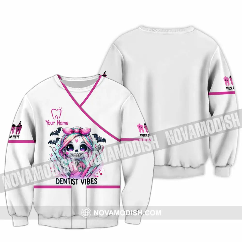 Unisex Shirt - Custom Dentist Halloween Vibes Shirt Long Sleeve / S T-shirt