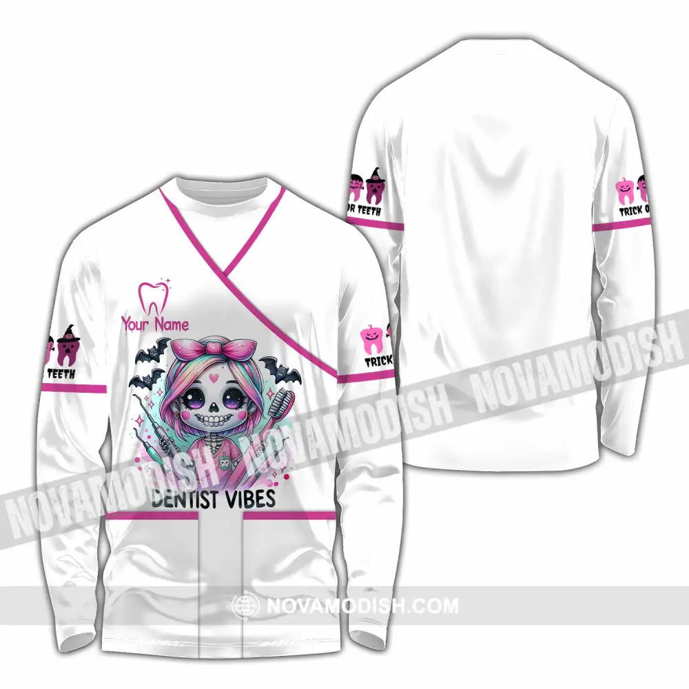 Unisex Shirt - Custom Dentist Halloween Vibes Shirt Long Sleeve Shirt / S T-shirt