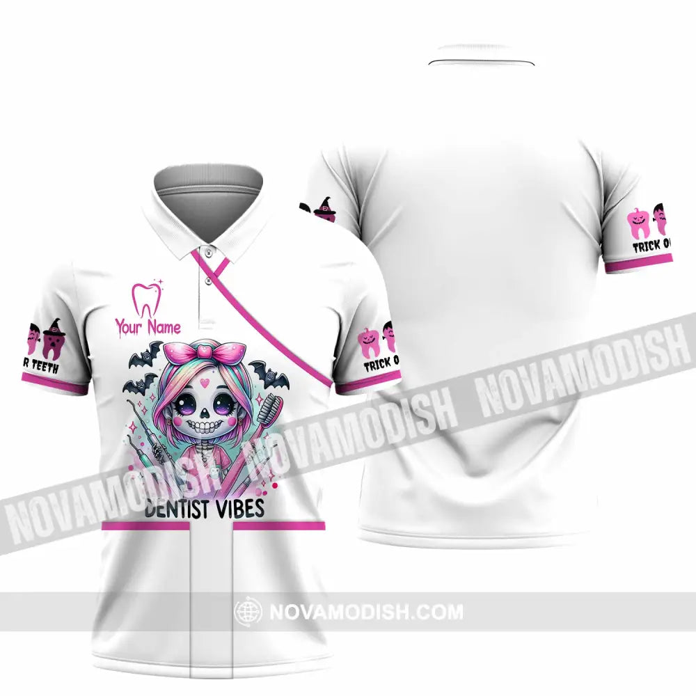 Unisex Shirt - Custom Dentist Halloween Vibes Shirt Polo Shirt / S T-shirt
