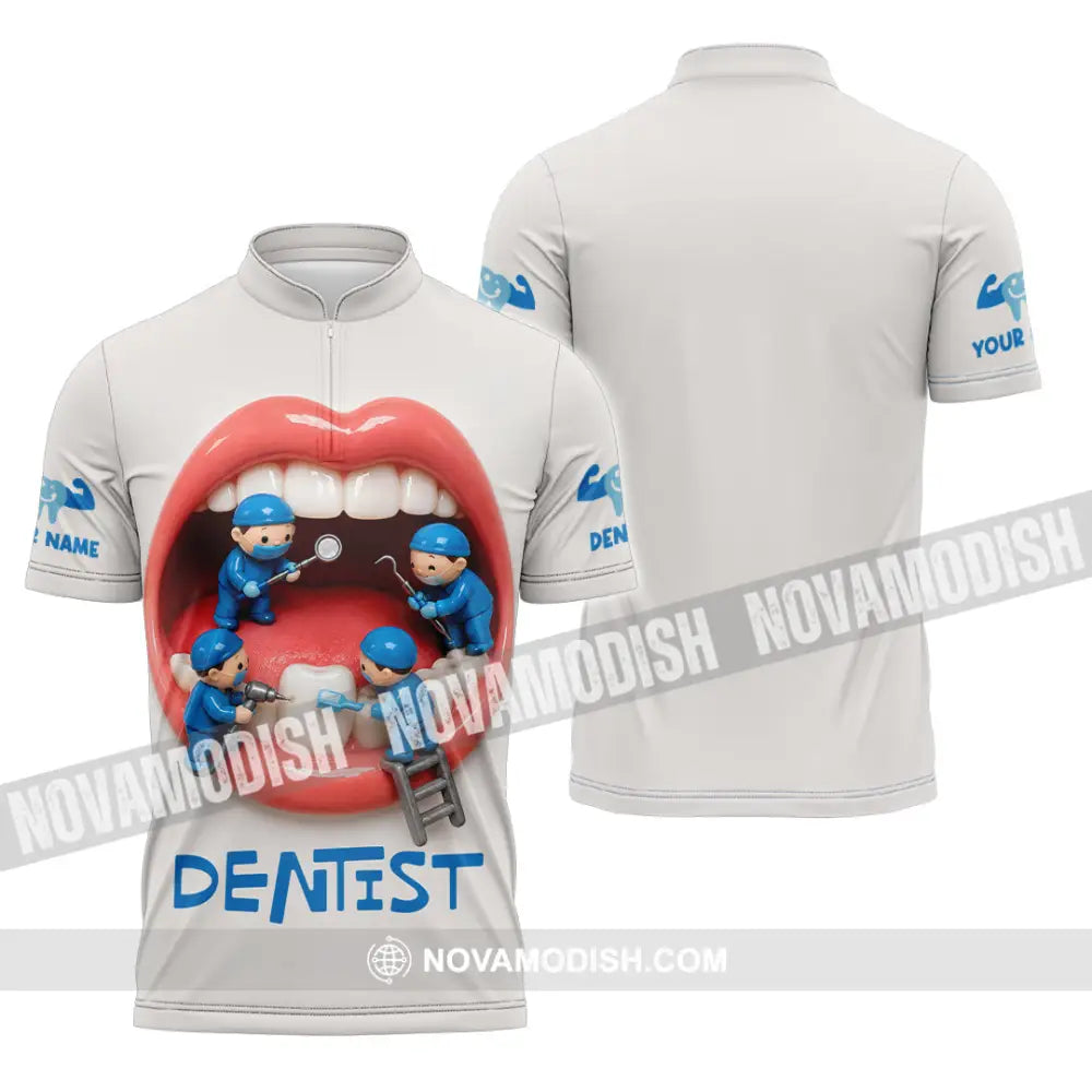 Unisex Shirt - Custom Dentist Shirt - Zipper Polo Shirt / S - T-shirt