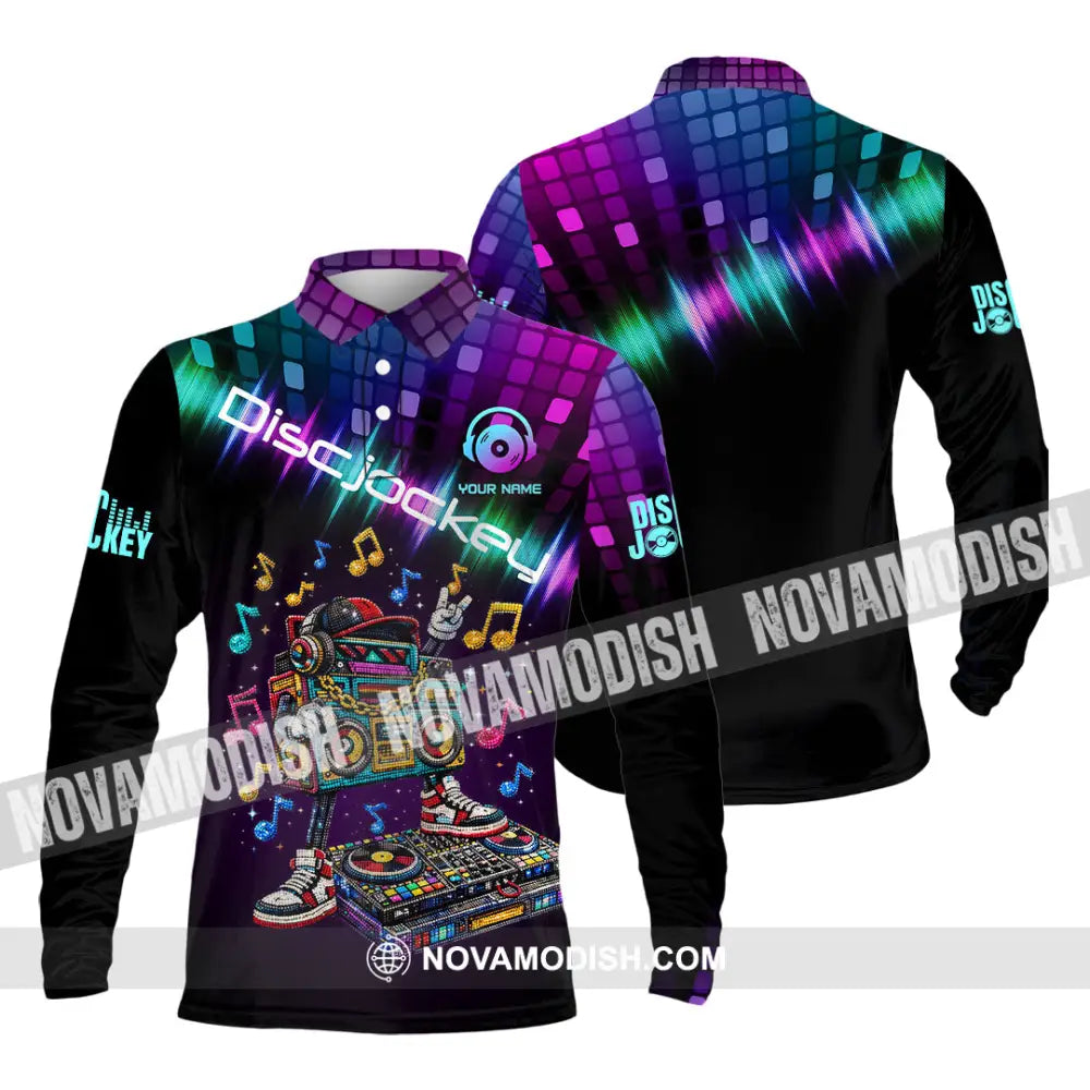 Unisex Shirt - Custom Disc Jockey 3D Shirt Long Sleeve Polo / S T-shirt