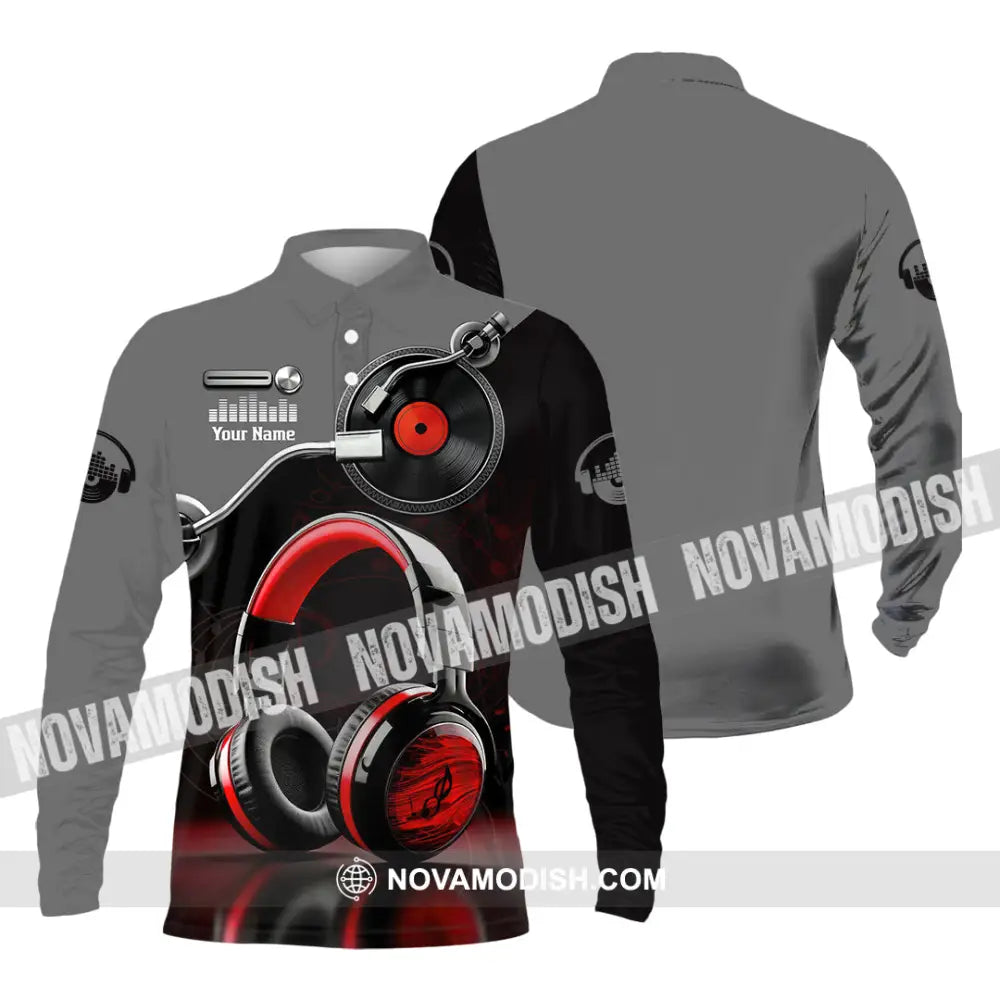 Unisex Shirt - Custom Disc Jockey 3D Shirt Long Sleeve Polo / S T-shirt