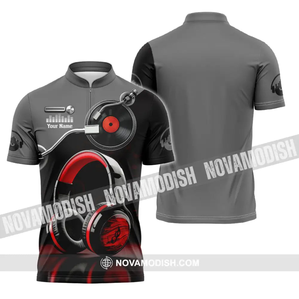 Unisex Shirt - Custom Disc Jockey 3D Shirt Zipper Polo Shirt / S T-shirt