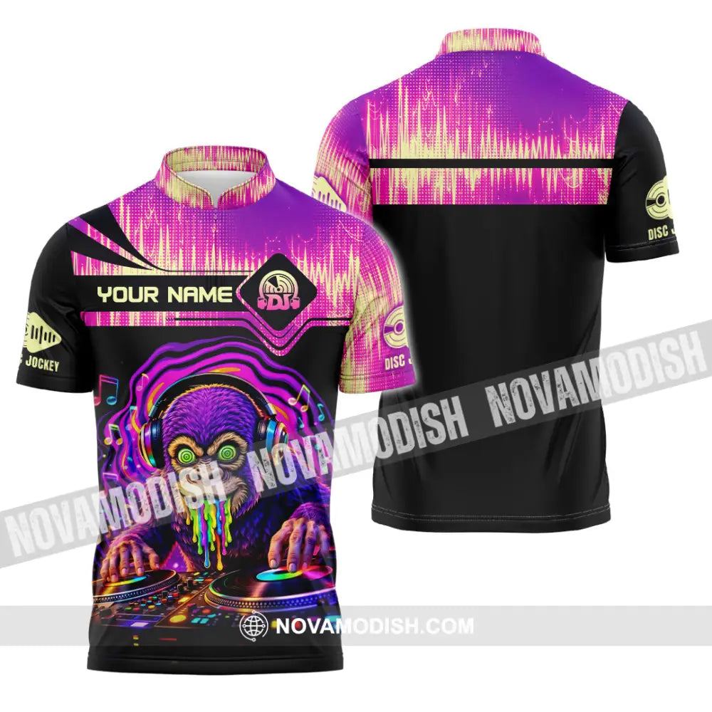 Unisex Shirt - Custom Disc Jockey 3D Shirt Zipper Polo Shirt / S T-shirt
