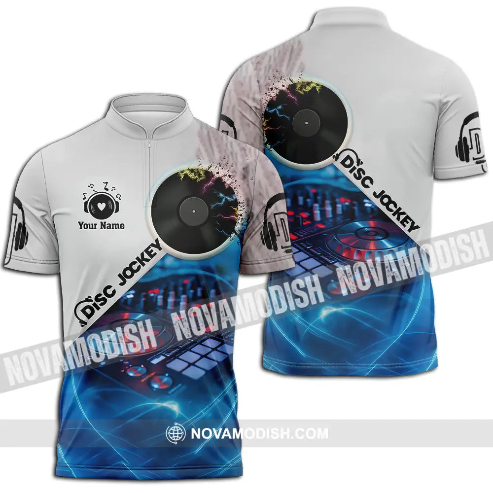 Unisex Shirt - Custom Disc Jockey Shirt Zipper Polo Shirt / S T-shirt